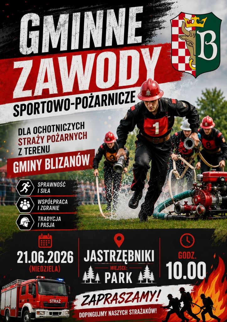 Zaproszenie na zawody strażackie do Jastrzębnik 21 czerwca
